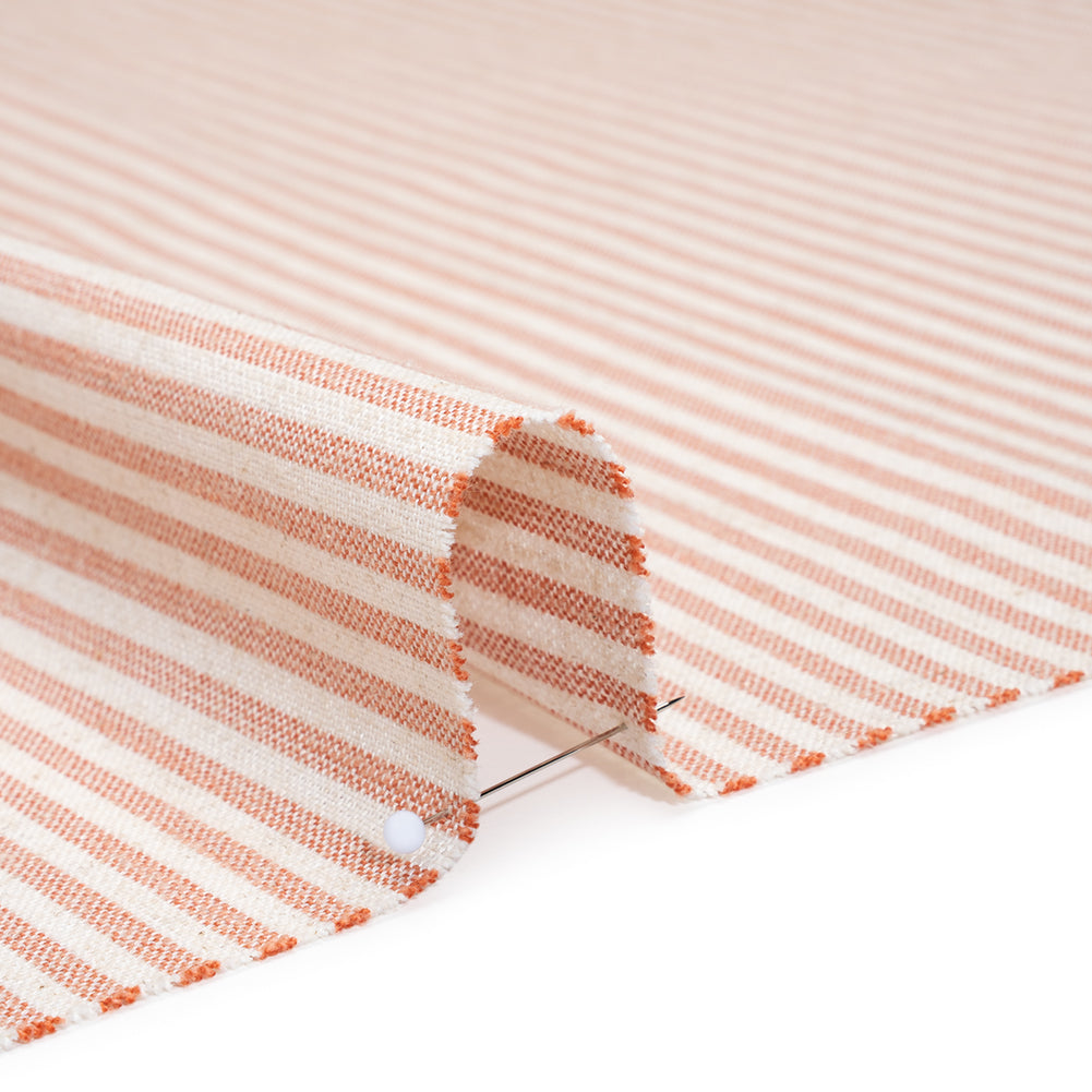 Recycled Polyester Blend Woven - Blush Pink Candy Stripes - British Imported Recycled Polyester Blend Woven - Blush Pink Candy Stripes - British Imported