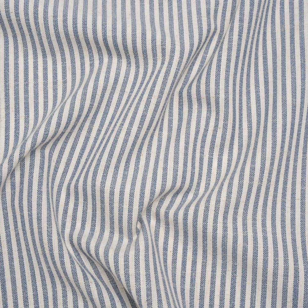 Recycled Polyester Blend Woven - Navy Candy Stripes - British Imported Recycled Polyester Blend Woven - Navy Candy Stripes - British Imported