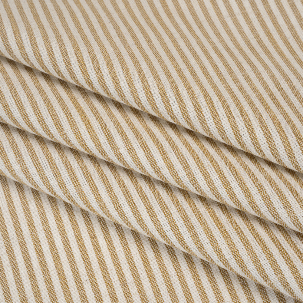 Recycled Polyester Blend Woven - Ochre Candy Stripes - British Imported Recycled Polyester Blend Woven - Ochre Candy Stripes - British Imported