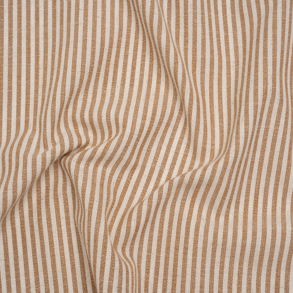 Recycled Polyester Blend Woven - Paprika Candy Stripes - British Imported Recycled Polyester Blend Woven - Paprika Candy Stripes - British Imported