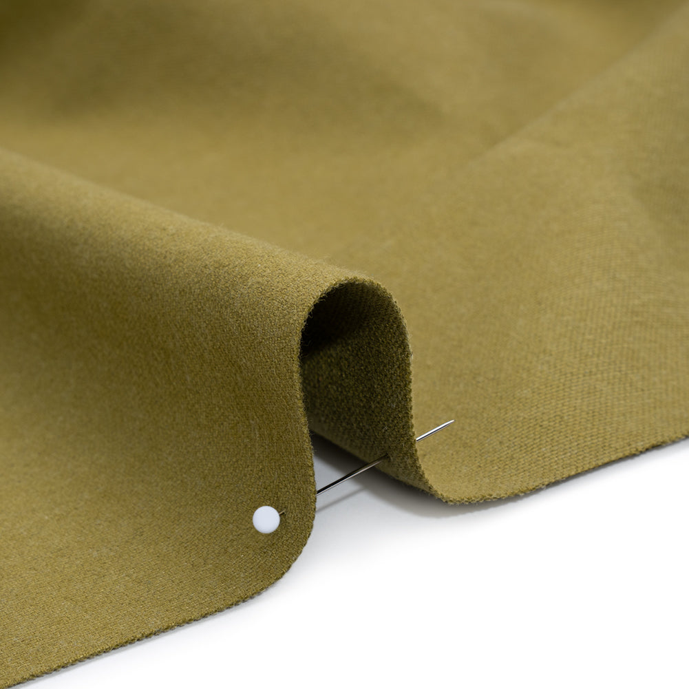 Double Wide Brushed Cotton and Linen Woven - Olive - British Imported Double Wide Brushed Cotton and Linen Woven - Olive - British Imported