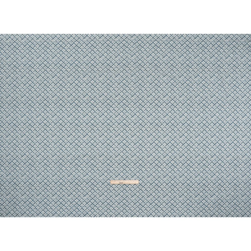 Brushed Cotton and Linen Canvas Print - Denim Flower Petal Ogees - British Imported Brushed Cotton and Linen Canvas Print - Denim Flower Petal Ogees - British Imported
