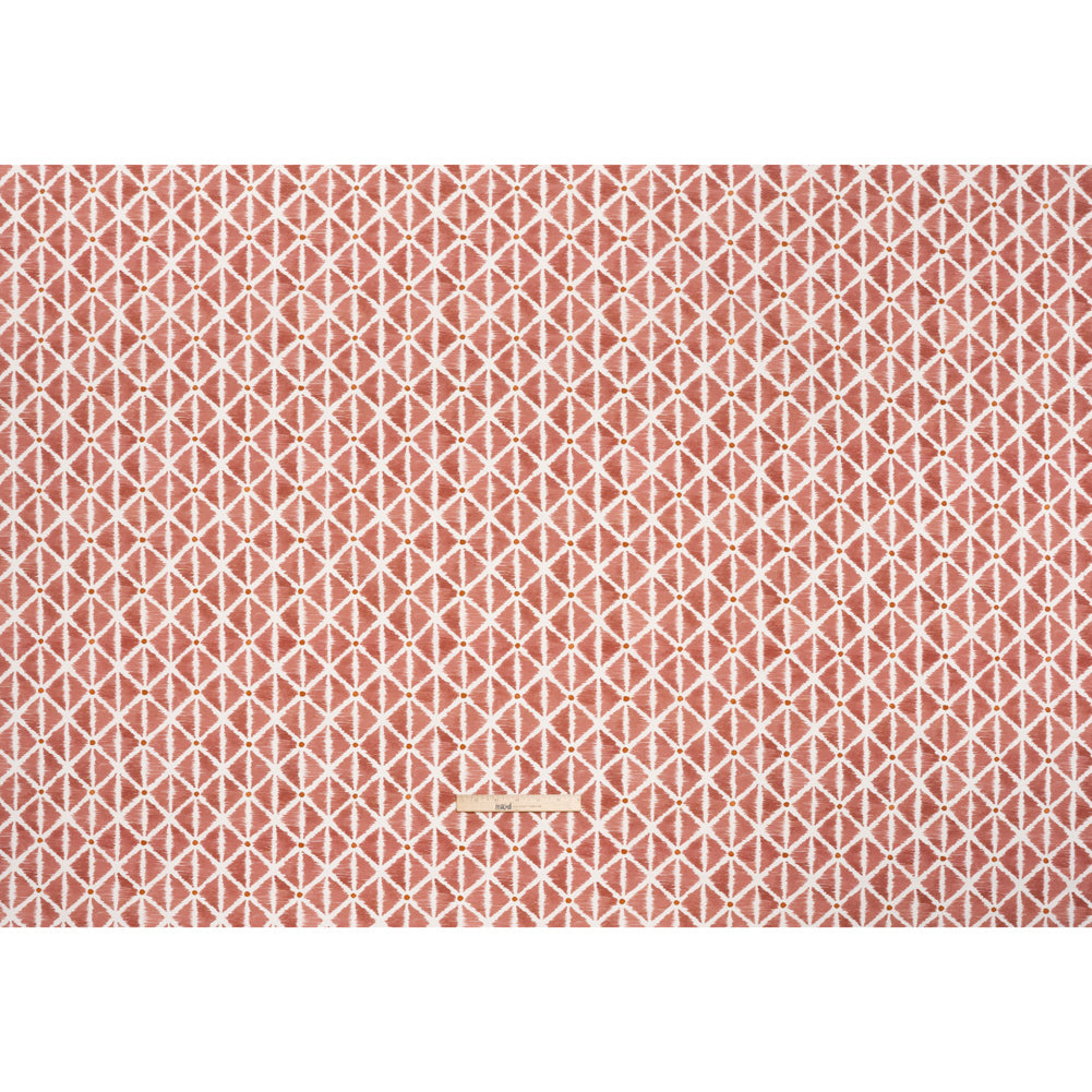 Brushed Cotton and Linen Canvas Print - Berry Sketched Lattice with Dots - British Imported Brushed Cotton and Linen Canvas Print - Berry Sketched Lattice with Dots - British Imported