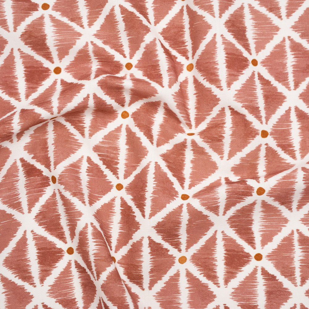 Brushed Cotton and Linen Canvas Print - Berry Sketched Lattice with Dots - British Imported Brushed Cotton and Linen Canvas Print - Berry Sketched Lattice with Dots - British Imported