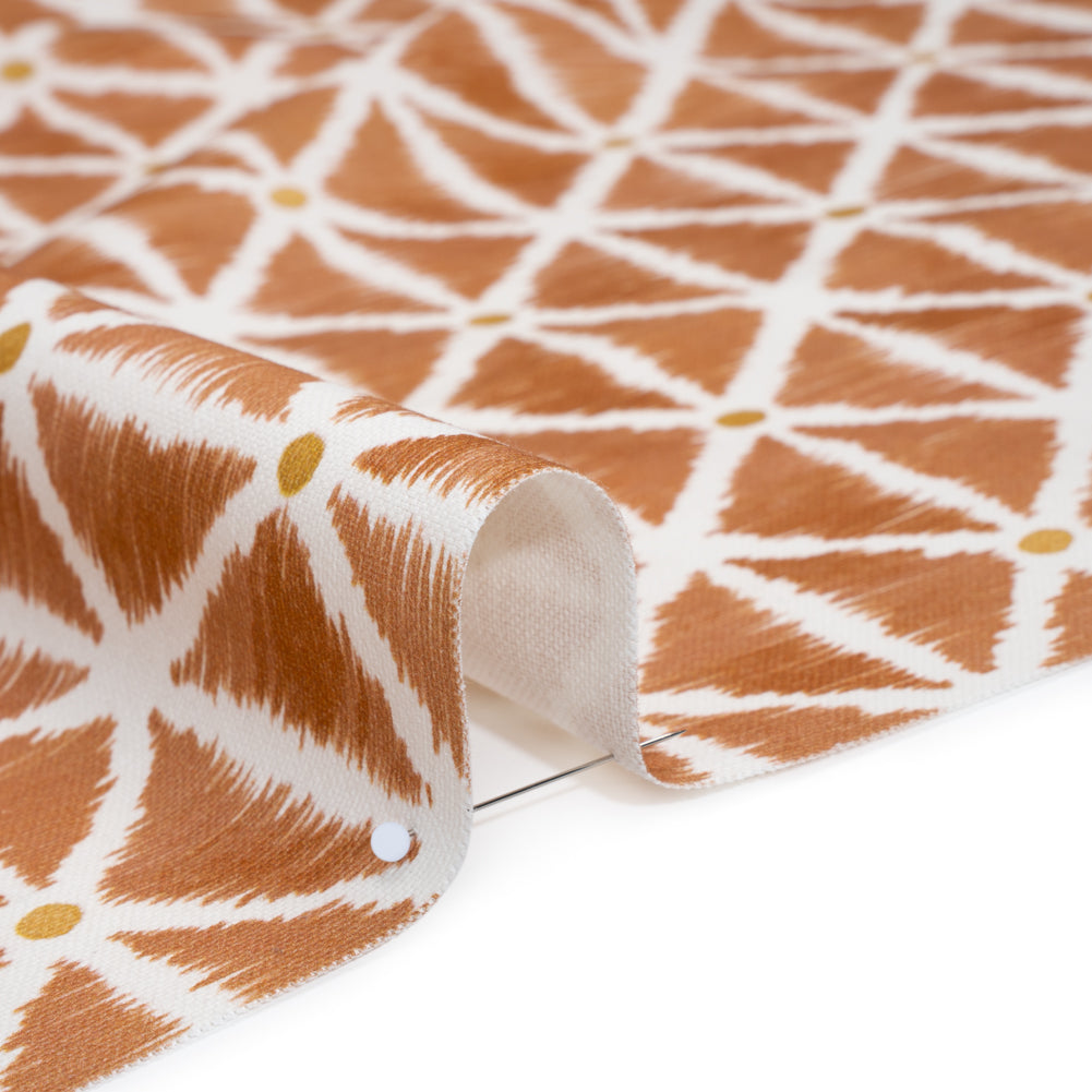Brushed Cotton and Linen Canvas Print - Marmalade Sketched Lattice with Dots - British Imported Brushed Cotton and Linen Canvas Print - Marmalade Sketched Lattice with Dots - British Imported