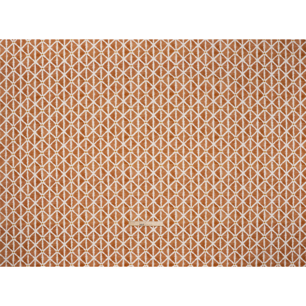 Brushed Cotton and Linen Canvas Print - Marmalade Sketched Lattice with Dots - British Imported Brushed Cotton and Linen Canvas Print - Marmalade Sketched Lattice with Dots - British Imported