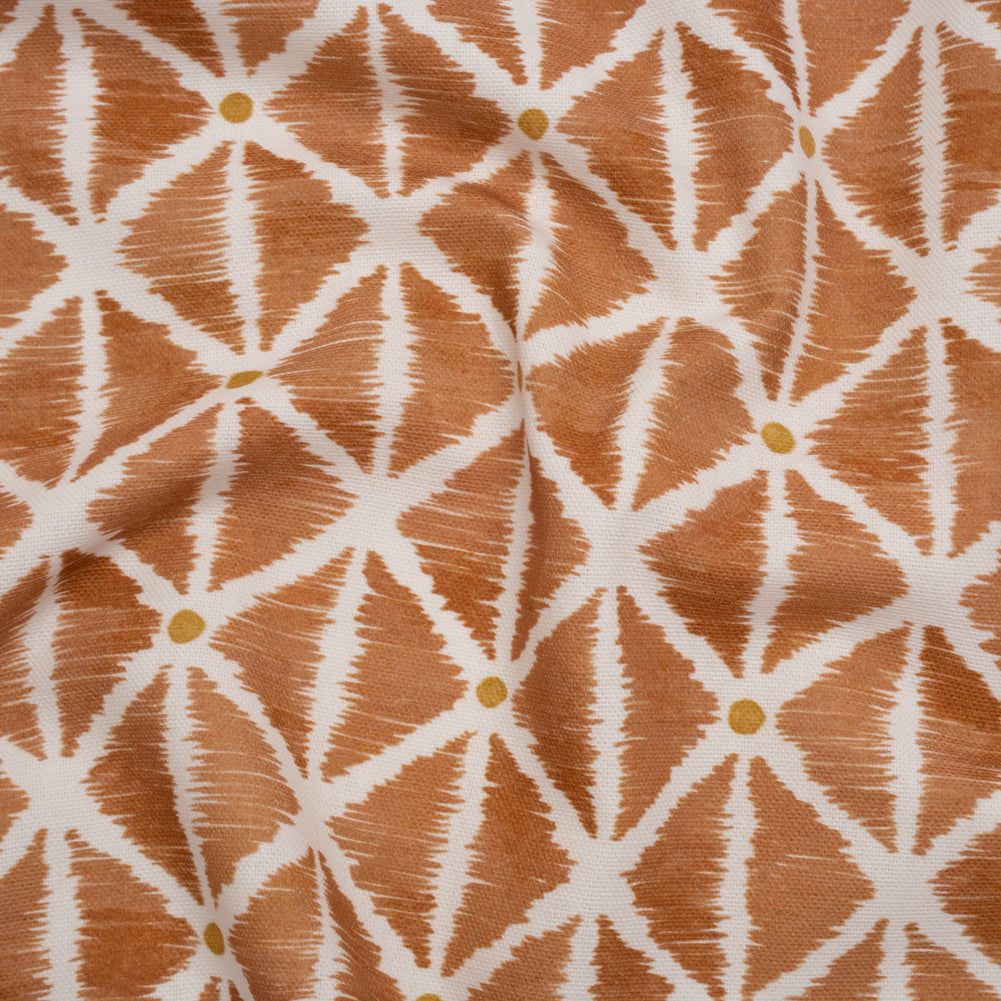Brushed Cotton and Linen Canvas Print - Marmalade Sketched Lattice with Dots - British Imported Brushed Cotton and Linen Canvas Print - Marmalade Sketched Lattice with Dots - British Imported