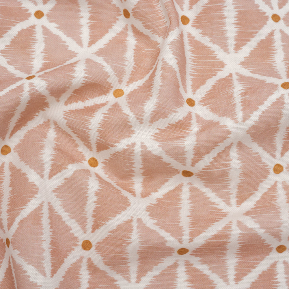 Brushed Cotton and Linen Canvas Print - Plaster Sketched Lattice with Dots - British Imported Brushed Cotton and Linen Canvas Print - Plaster Sketched Lattice with Dots - British Imported