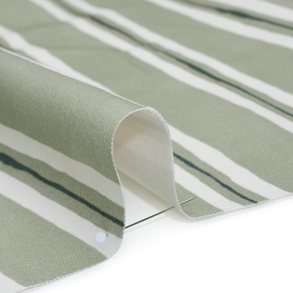 Brushed Cotton and Linen Canvas Print - Aloe Painted Stripes - British Imported Brushed Cotton and Linen Canvas Print - Aloe Painted Stripes - British Imported