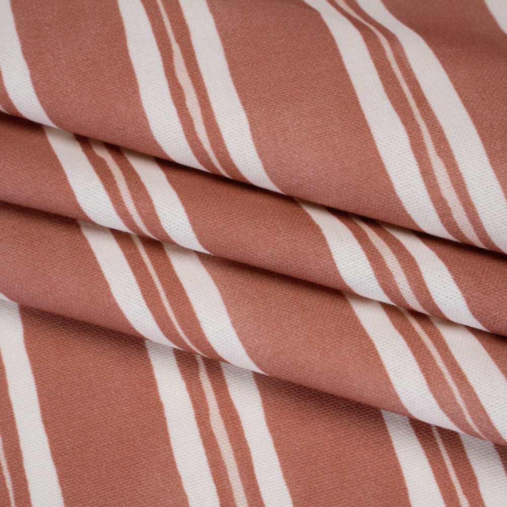 Brushed Cotton and Linen Canvas Print - Berry Painted Stripes - British Imported Brushed Cotton and Linen Canvas Print - Berry Painted Stripes - British Imported