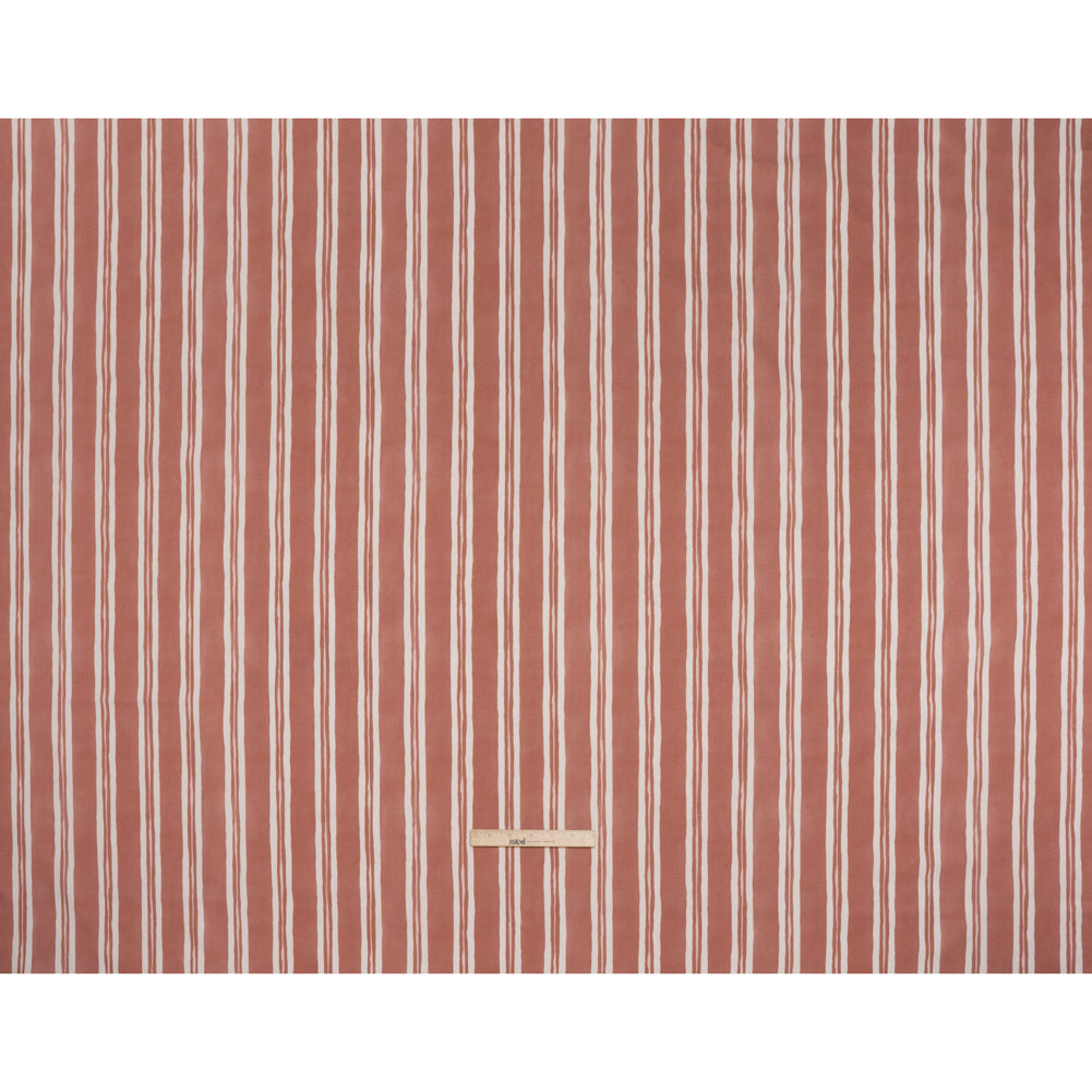Brushed Cotton and Linen Canvas Print - Berry Painted Stripes - British Imported Brushed Cotton and Linen Canvas Print - Berry Painted Stripes - British Imported