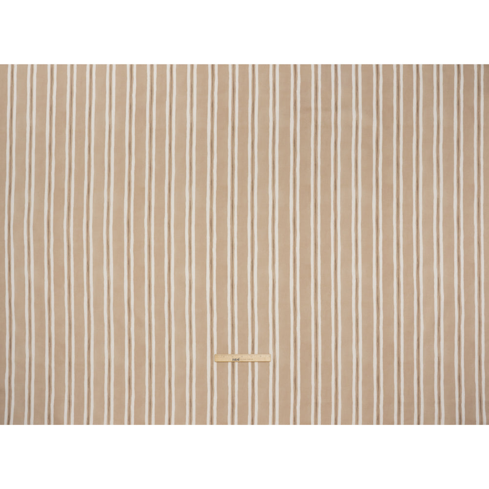 Brushed Cotton and Linen Canvas Print - Biscuit Painted Stripes - British Imported Brushed Cotton and Linen Canvas Print - Biscuit Painted Stripes - British Imported