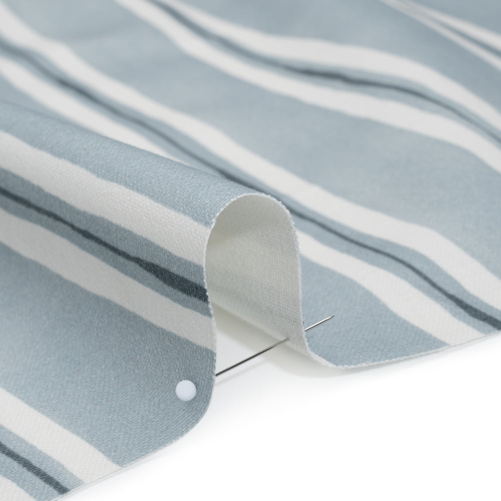 Brushed Cotton and Linen Canvas Print - Chambray Painted Stripes - British Imported Brushed Cotton and Linen Canvas Print - Chambray Painted Stripes - British Imported