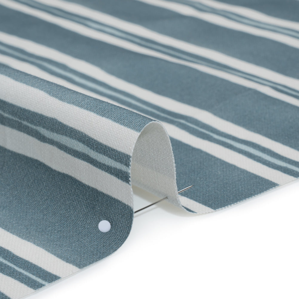 Brushed Cotton and Linen Canvas Print - Denim Painted Stripes - British Imported Brushed Cotton and Linen Canvas Print - Denim Painted Stripes - British Imported