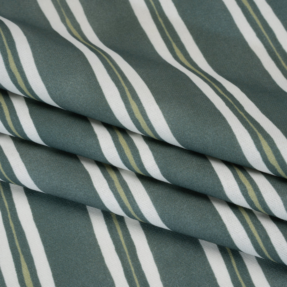 Brushed Cotton and Linen Canvas Print - Emerald Painted Stripes - British Imported Brushed Cotton and Linen Canvas Print - Emerald Painted Stripes - British Imported