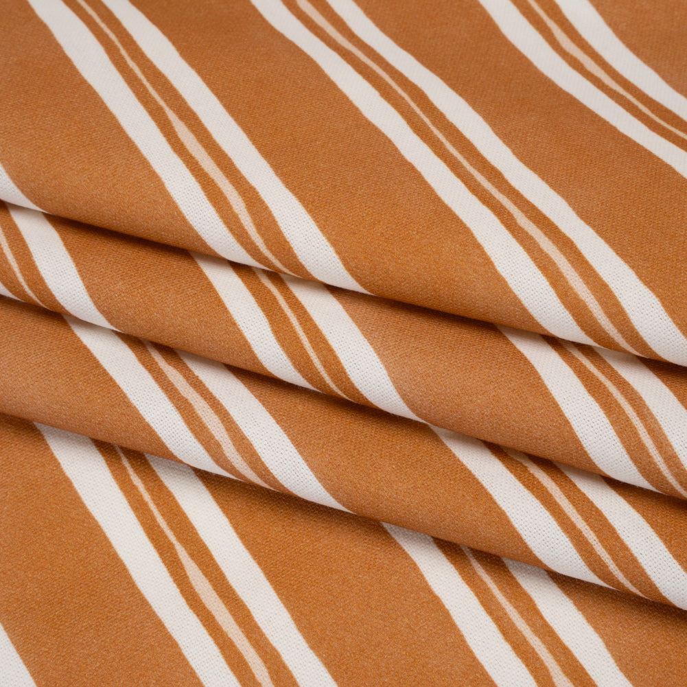 Brushed Cotton and Linen Canvas Print - Marmalade Painted Stripes - British Imported Brushed Cotton and Linen Canvas Print - Marmalade Painted Stripes - British Imported