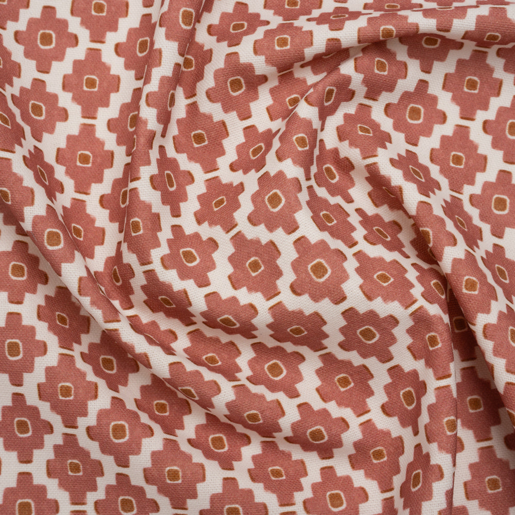 Brushed Cotton and Linen Canvas Print - Berry Small Geometric Diamonds - British Imported Brushed Cotton and Linen Canvas Print - Berry Small Geometric Diamonds - British Imported
