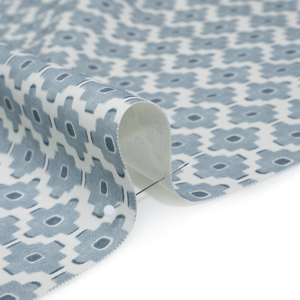 Brushed Cotton and Linen Canvas Print - Marine Small Geometric Diamonds - British Imported Brushed Cotton and Linen Canvas Print - Marine Small Geometric Diamonds - British Imported