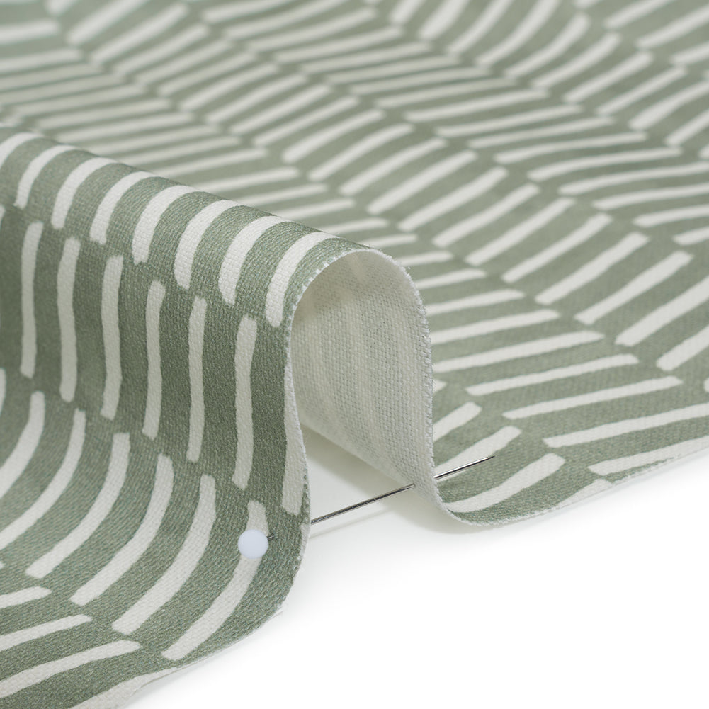 Brushed Cotton and Linen Canvas Print - Aloe Painted Herringbone - British Imported Brushed Cotton and Linen Canvas Print - Aloe Painted Herringbone - British Imported