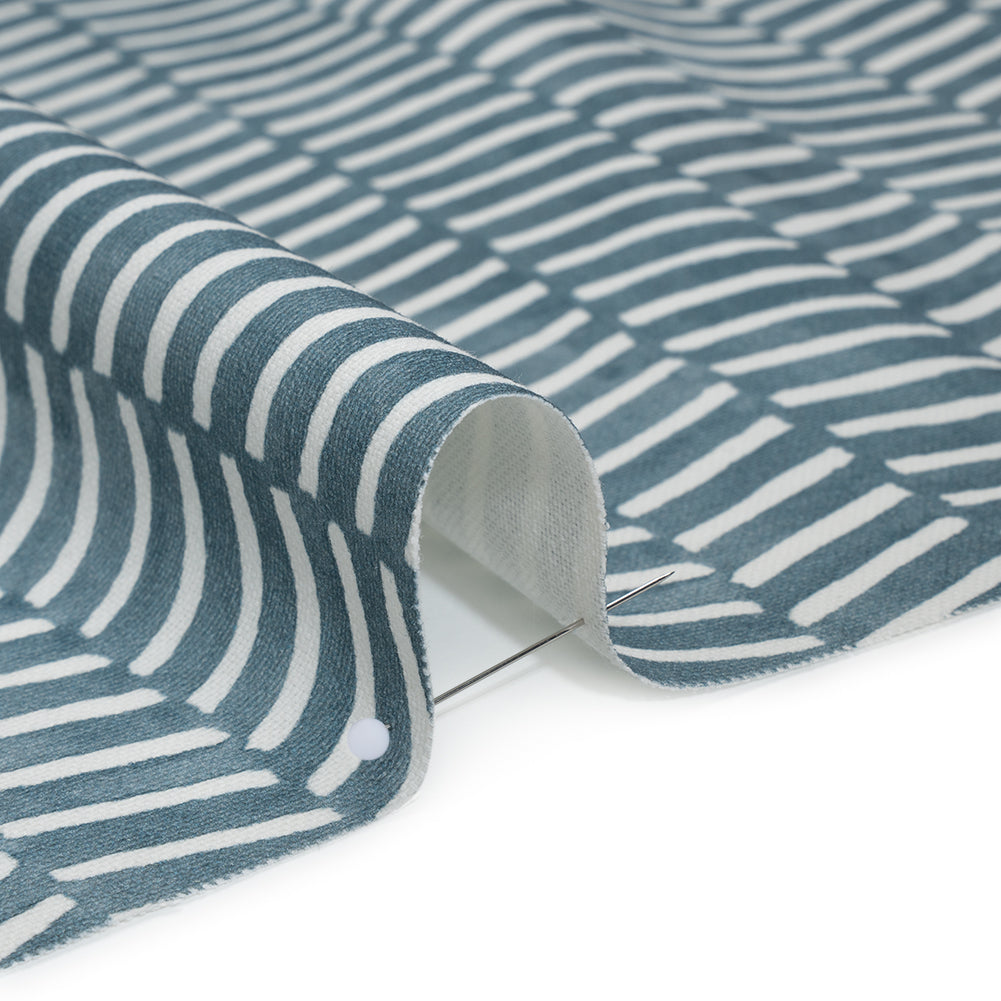 Brushed Cotton and Linen Canvas Print - Denim Painted Herringbone - British Imported Brushed Cotton and Linen Canvas Print - Denim Painted Herringbone - British Imported