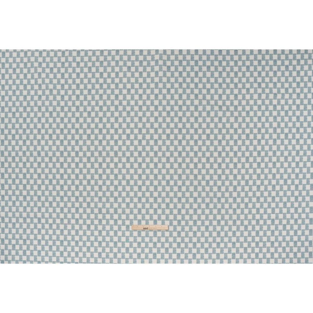 Brushed Cotton and Linen Canvas Print - Marine Painterly Striped Check - British Imported Brushed Cotton and Linen Canvas Print - Marine Painterly Striped Check - British Imported