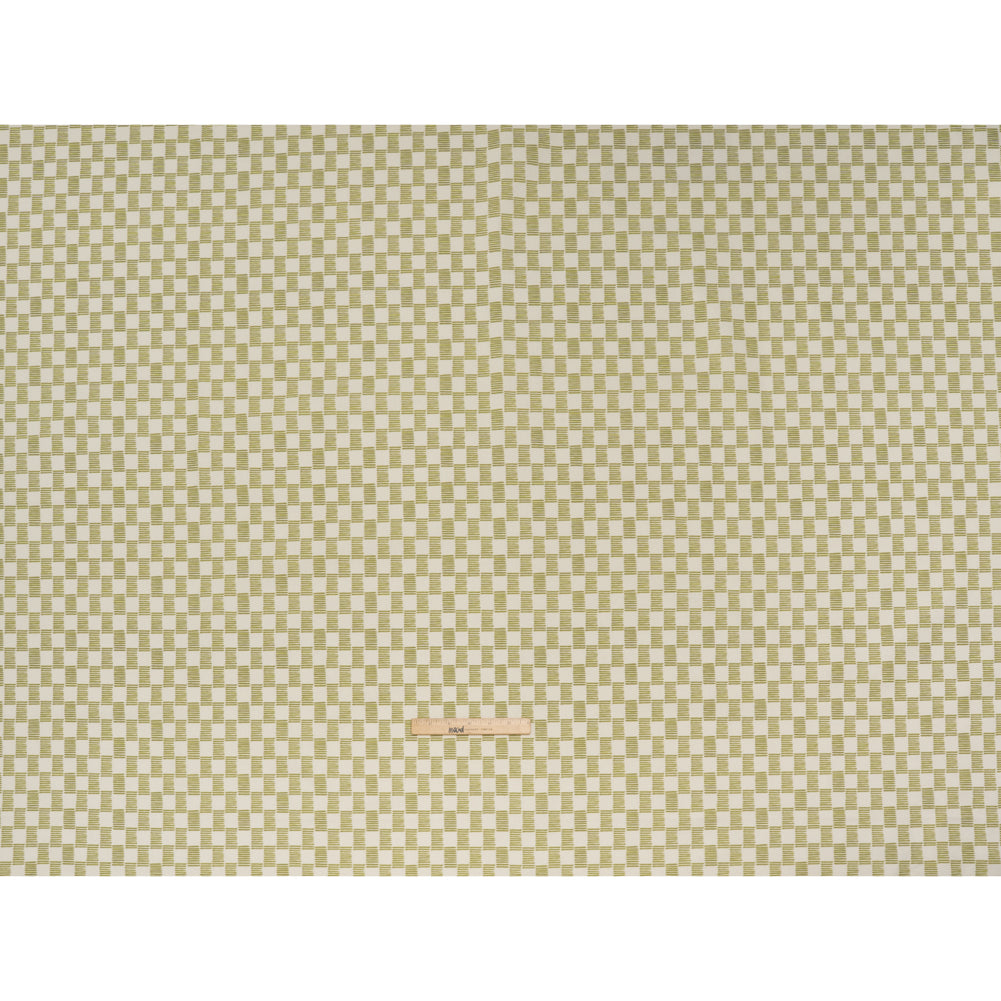 Brushed Cotton and Linen Canvas Print - Pistachio Painterly Striped Check - British Imported Brushed Cotton and Linen Canvas Print - Pistachio Painterly Striped Check - British Imported