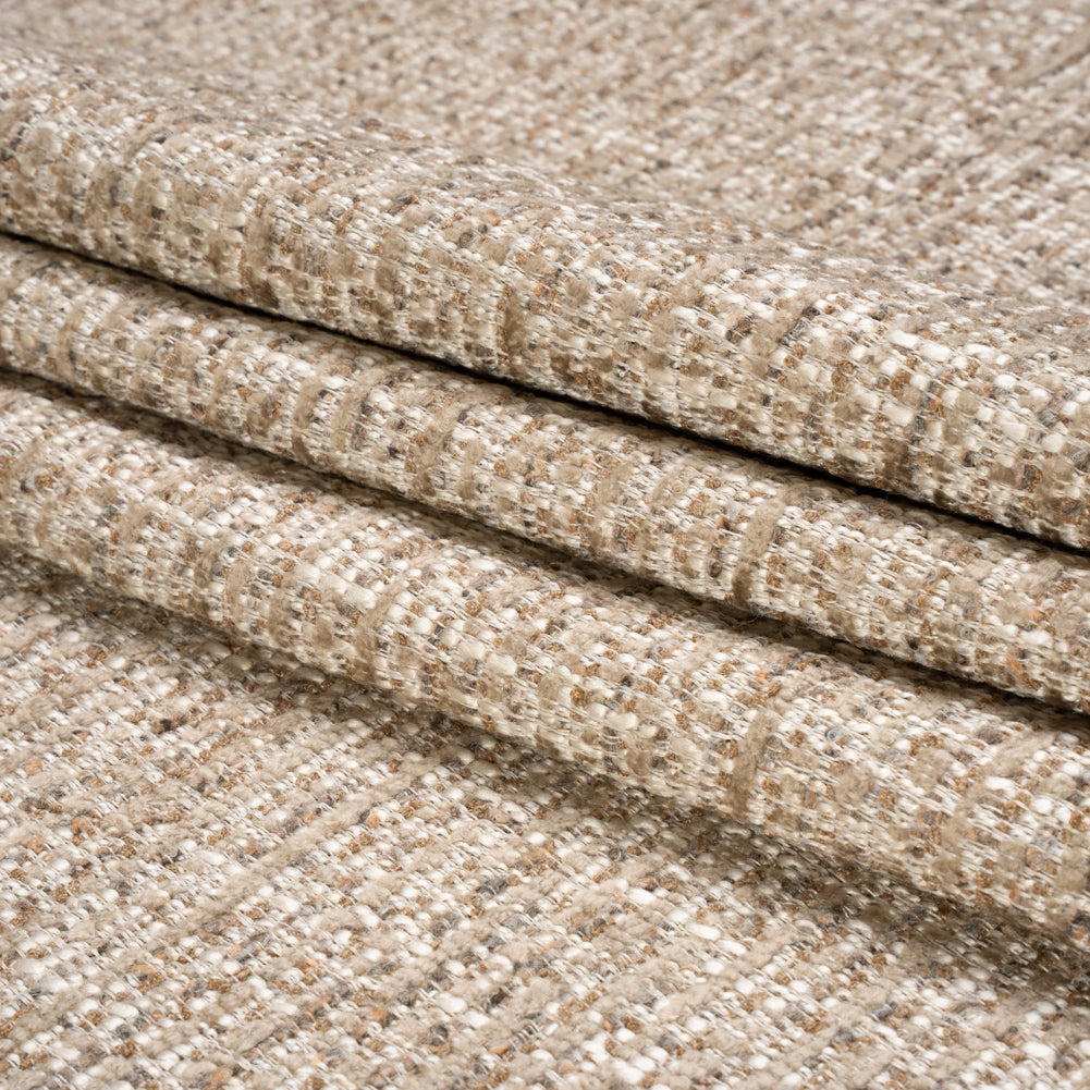 Tweed Upholstery Chenille - Pebble Striated - Caprona Collection Folded Tweed Upholstery Chenille - Pebble Striated - Caprona Collection Folded