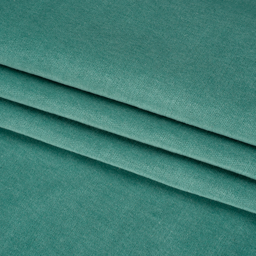 Polyester and Cotton Upholstery Velvet - Aqua - Corry Collection Folded Polyester and Cotton Upholstery Velvet - Aqua - Corry Collection Folded