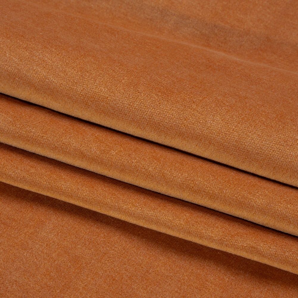 Polyester and Cotton Upholstery Velvet - Tangerine - Corry Collection Folded Polyester and Cotton Upholstery Velvet - Tangerine - Corry Collection Folded