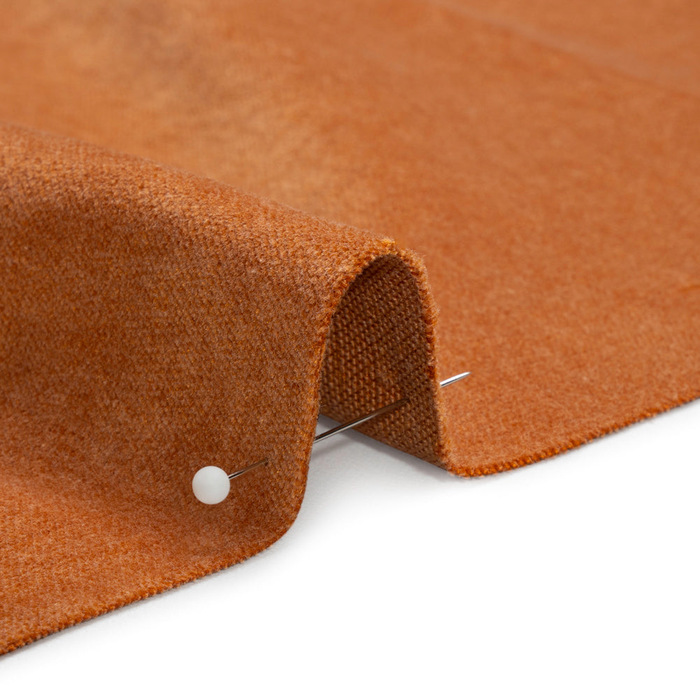 Polyester and Cotton Upholstery Velvet - Tangerine - Corry Collection Detail Polyester and Cotton Upholstery Velvet - Tangerine - Corry Collection Detail