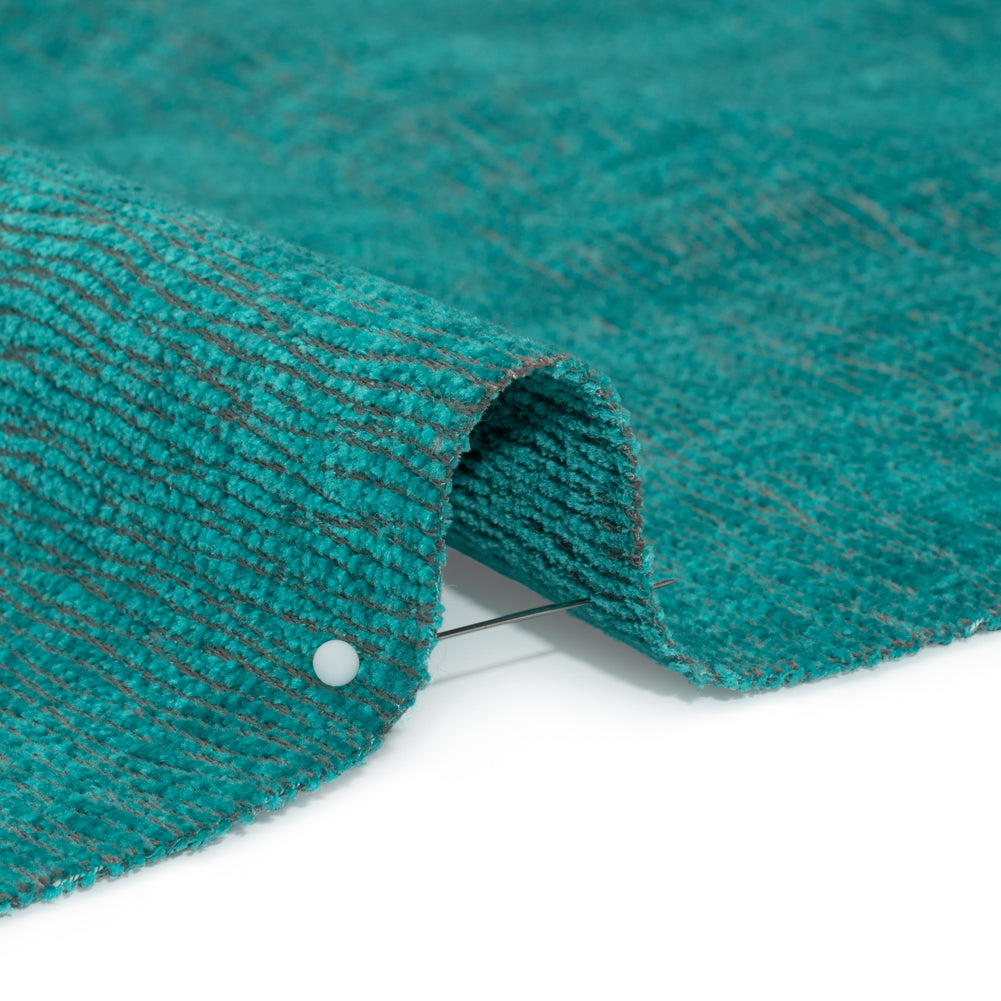 Chenille Upholstery Woven with Latex Backing - Turquoise - Lovell Collection Detail Chenille Upholstery Woven with Latex Backing - Turquoise - Lovell Collection Detail