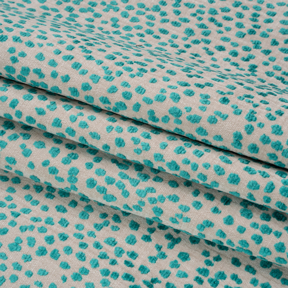 Upholstery Chenille - Aqua Spotted - Piperhill Collection Folded Upholstery Chenille - Aqua Spotted - Piperhill Collection Folded