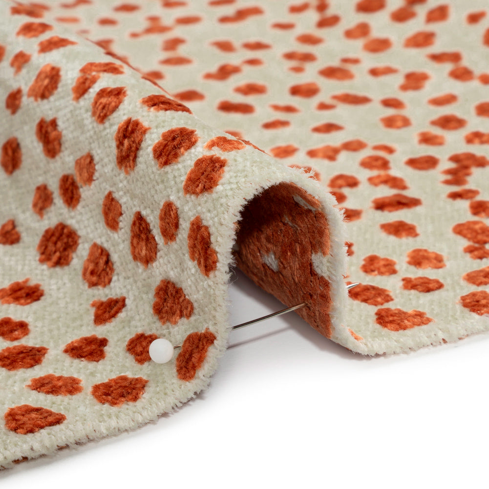 Upholstery Chenille - Cinnabar Spotted - Piperhill Collection Detail Upholstery Chenille - Cinnabar Spotted - Piperhill Collection Detail