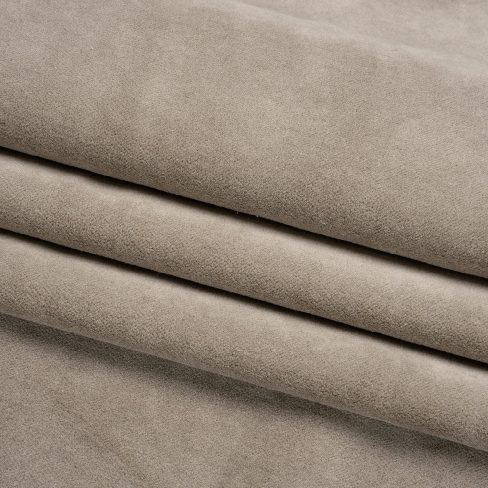 Cotton and Polyester Upholstery Velvet - Otter - Banton Collection Folded Cotton and Polyester Upholstery Velvet - Otter - Banton Collection Folded