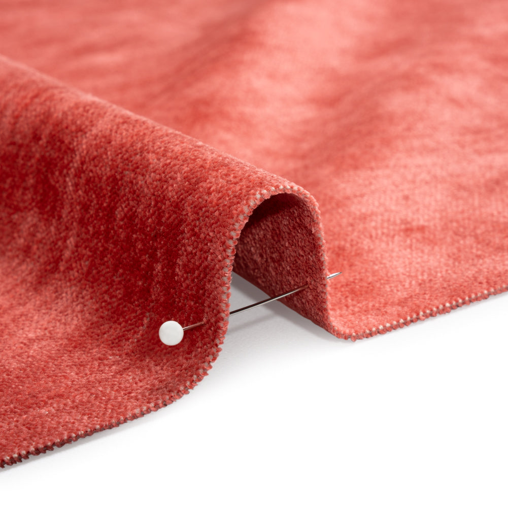 Upholstery Chenille with Latex Backing - Coral - Tonnet Collection Detail Upholstery Chenille with Latex Backing - Coral - Tonnet Collection Detail