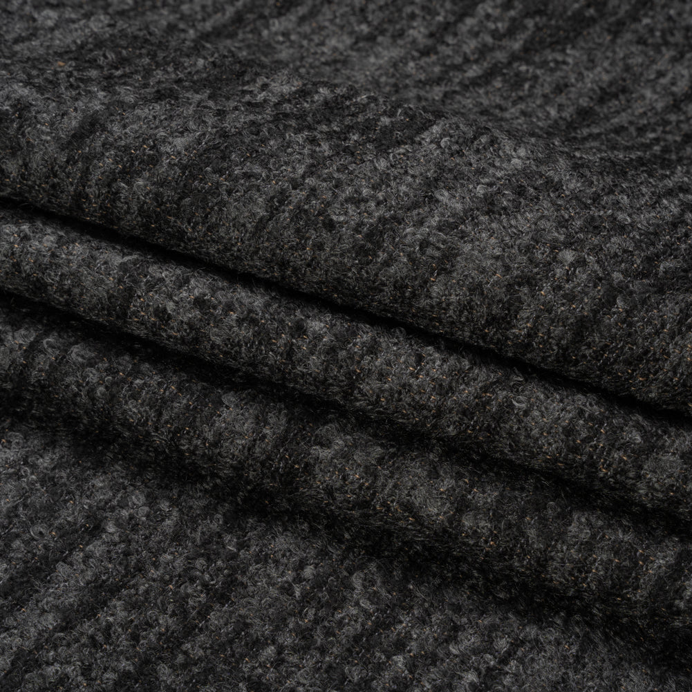 Plush Upholstery Boucle - Onyx Striated - Avenir Collection Folded Plush Upholstery Boucle - Onyx Striated - Avenir Collection Folded