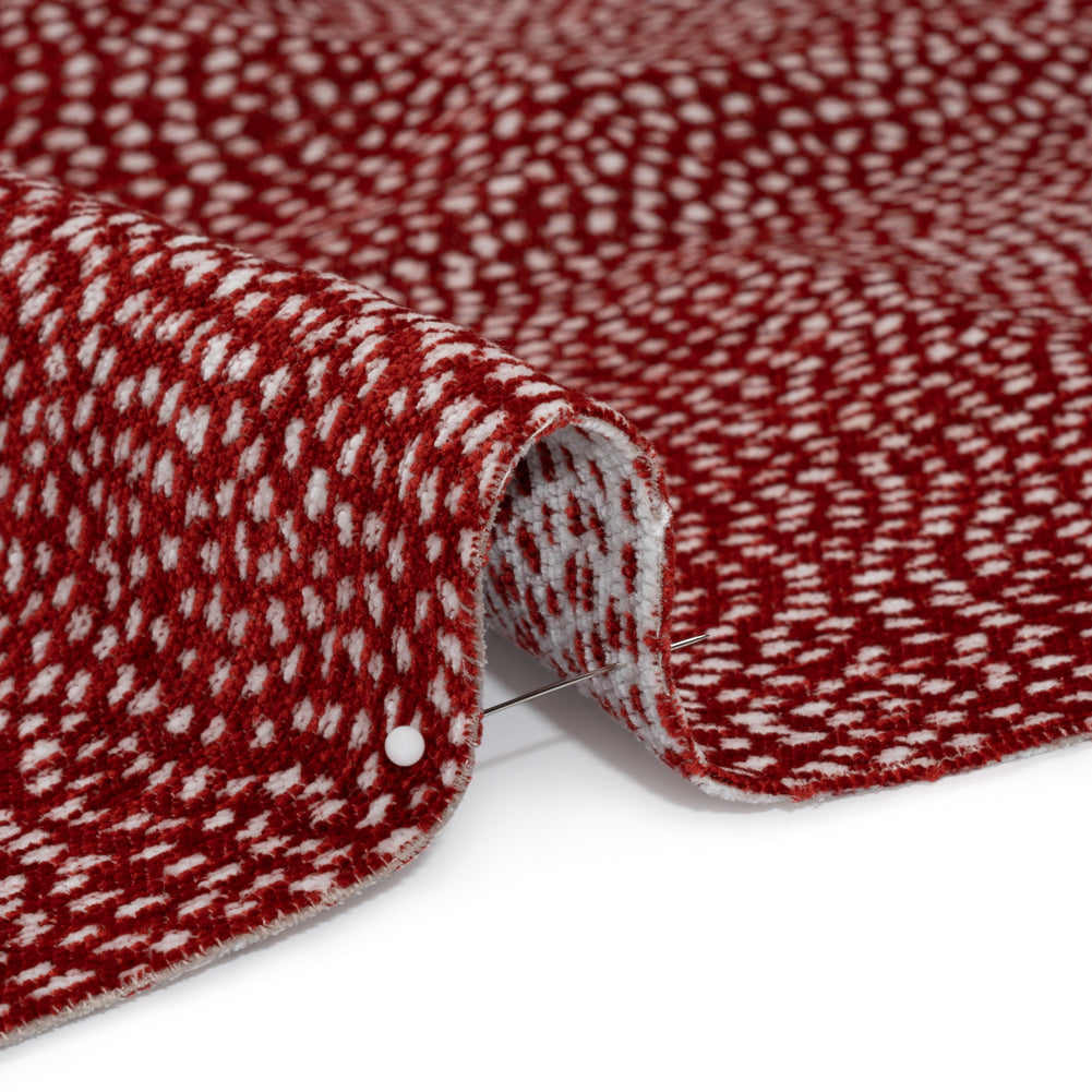 Upholstery Chenille - Cherry Spotted - Remus Collection Detail Upholstery Chenille - Cherry Spotted - Remus Collection Detail