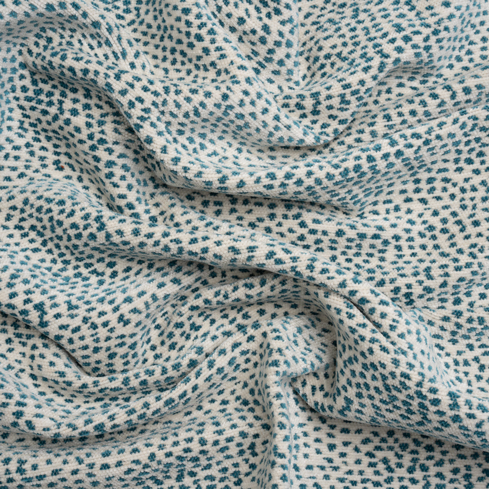 Upholstery Chenille - Teal Spotted - Remus Collection Upholstery Chenille - Teal Spotted - Remus Collection