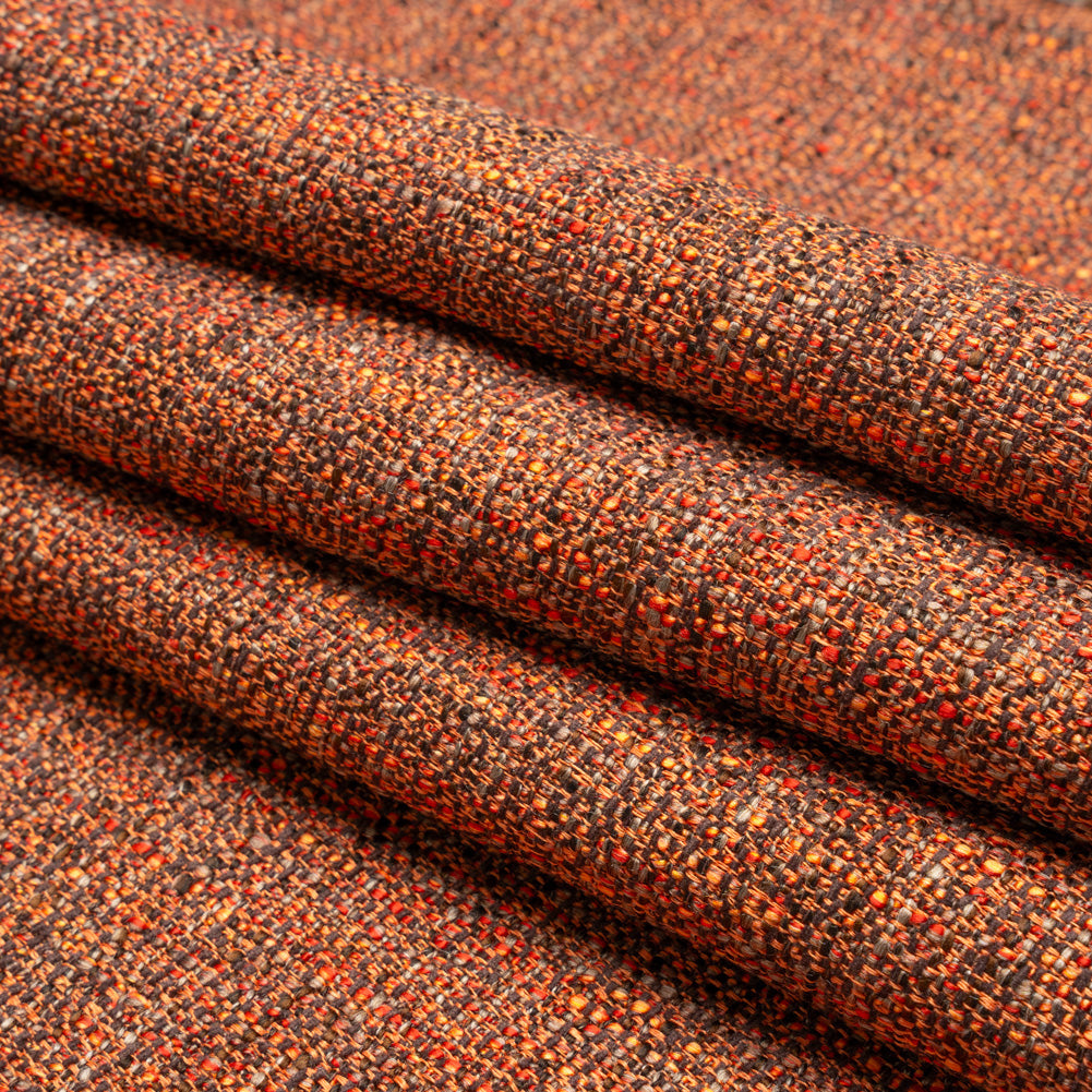 Tweed Upholstery Woven with Latex Backing - Flame - Heath Collection Folded Tweed Upholstery Woven with Latex Backing - Flame - Heath Collection Folded