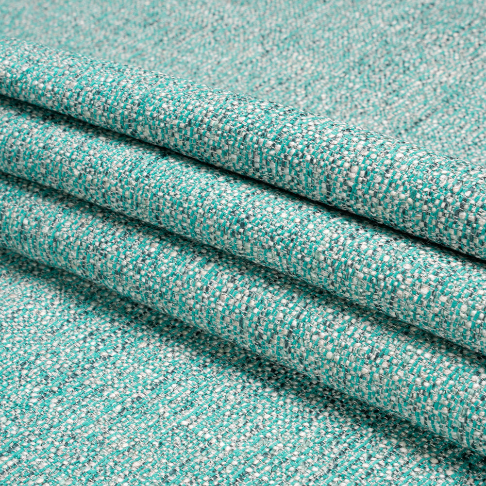 Tweed Upholstery Woven with Latex Backing - Turquoise - Heath Collection Folded Tweed Upholstery Woven with Latex Backing - Turquoise - Heath Collection Folded