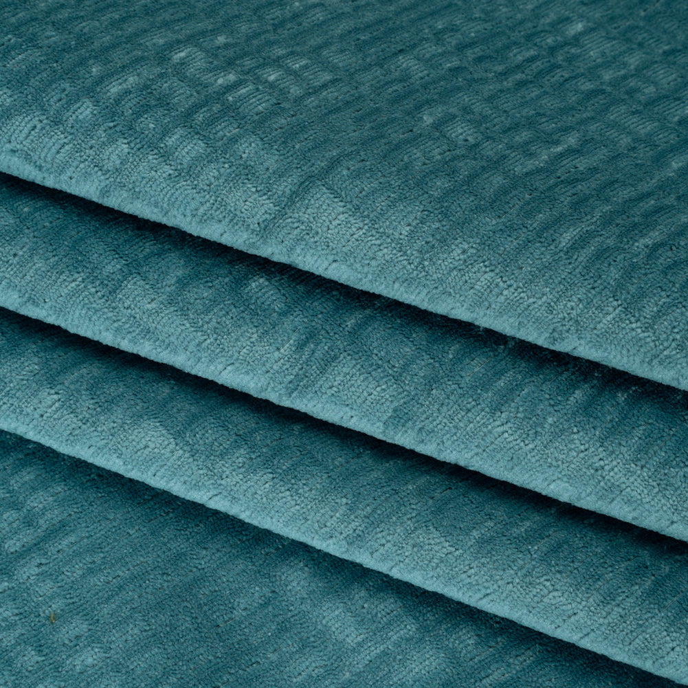 Polyester Upholstery Chenille - Aquamarine Grid Texture - Carolina Collection Polyester Upholstery Chenille - Aquamarine Grid Texture - Carolina Collection