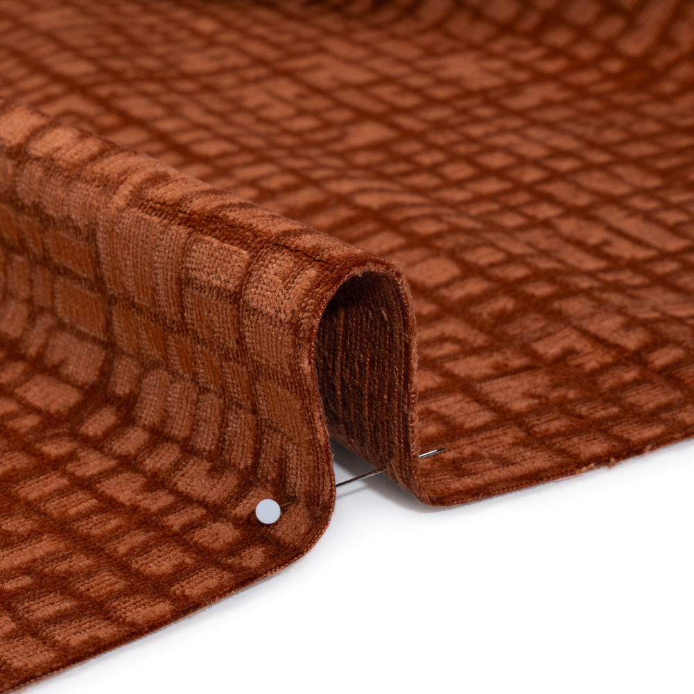 Polyester Upholstery Chenille - Baked Clay Grid Texture - Carolina Collection Polyester Upholstery Chenille - Baked Clay Grid Texture - Carolina Collection