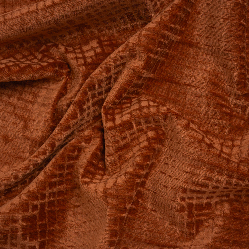 Polyester Upholstery Chenille - Baked Clay Grid Texture - Carolina Collection Polyester Upholstery Chenille - Baked Clay Grid Texture - Carolina Collection