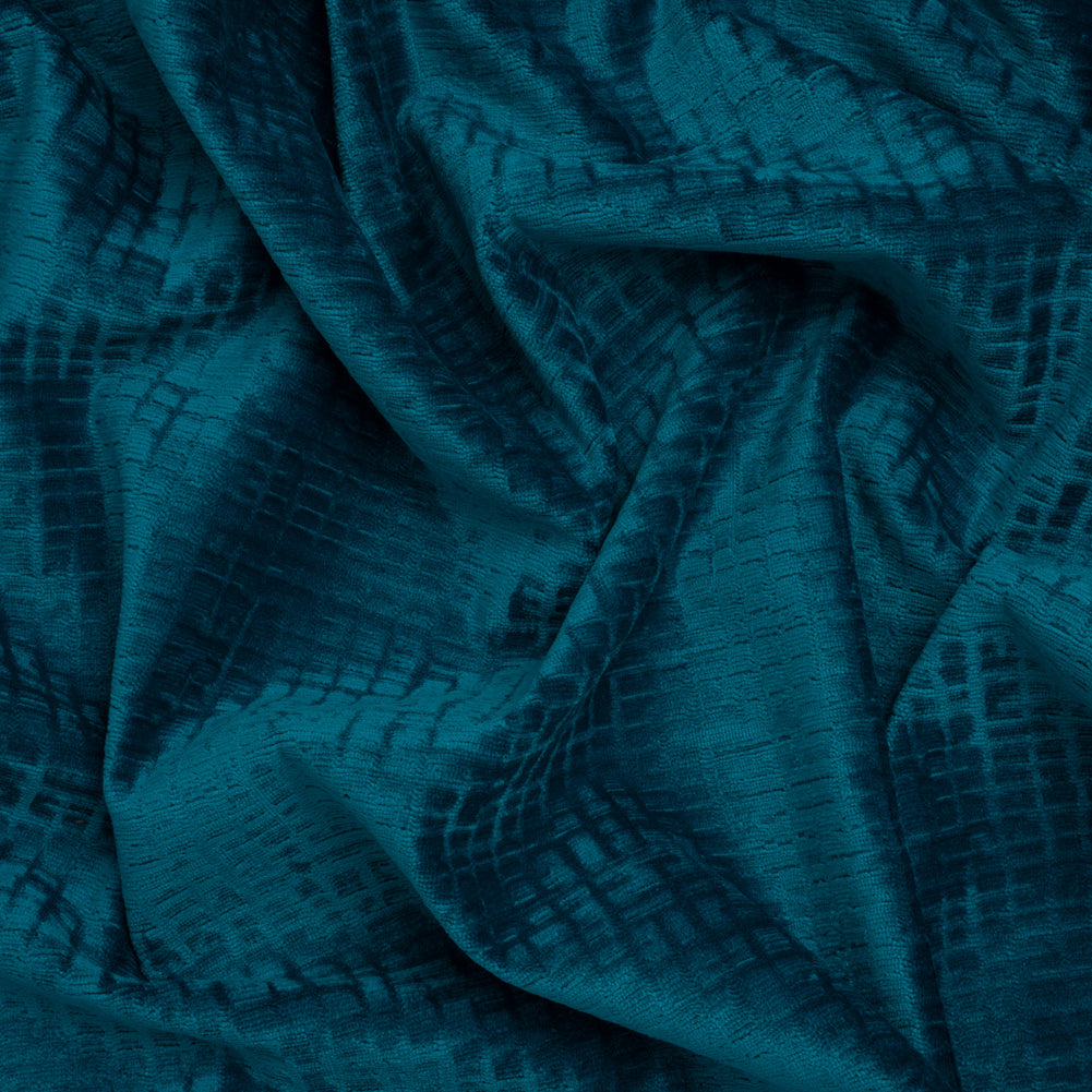 Polyester Upholstery Chenille - Blue Topaz Grid Texture - Carolina Collection Polyester Upholstery Chenille - Blue Topaz Grid Texture - Carolina Collection