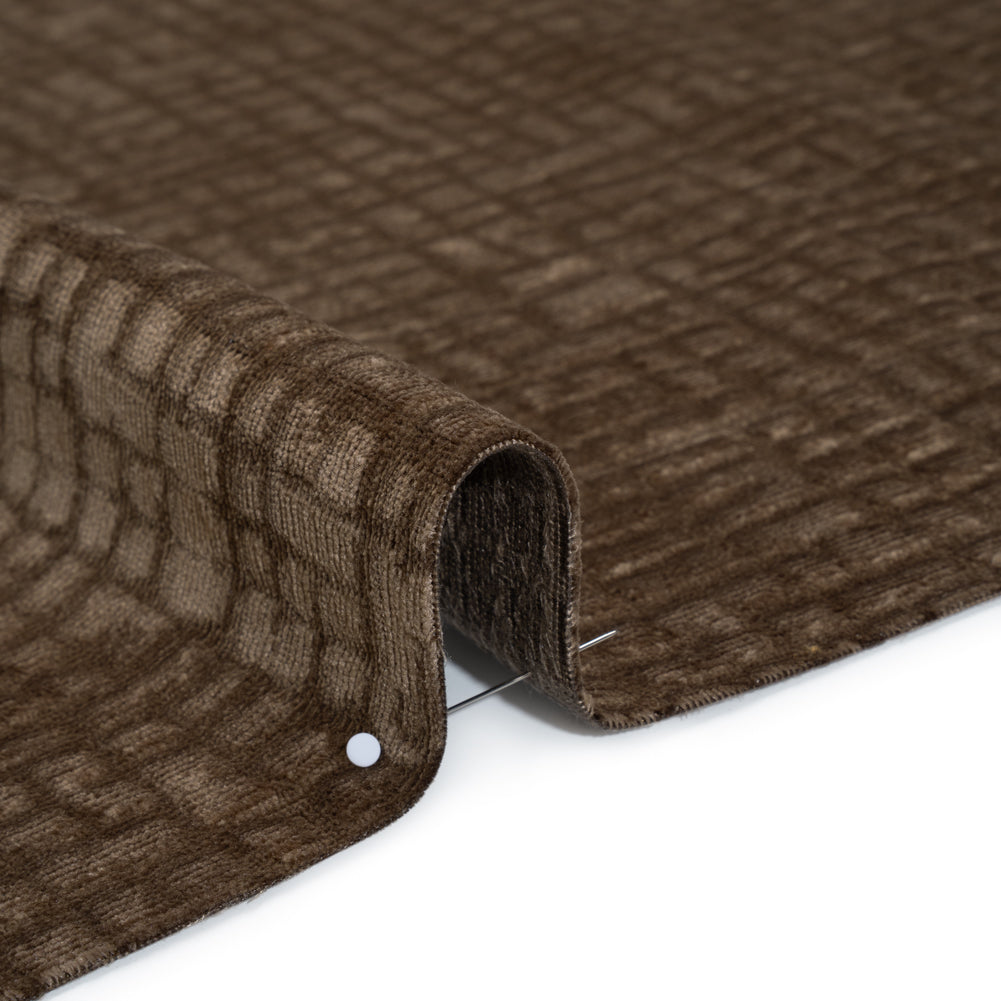 Polyester Upholstery Chenille - Chocolate Grid Texture - Carolina Collection Polyester Upholstery Chenille - Chocolate Grid Texture - Carolina Collection