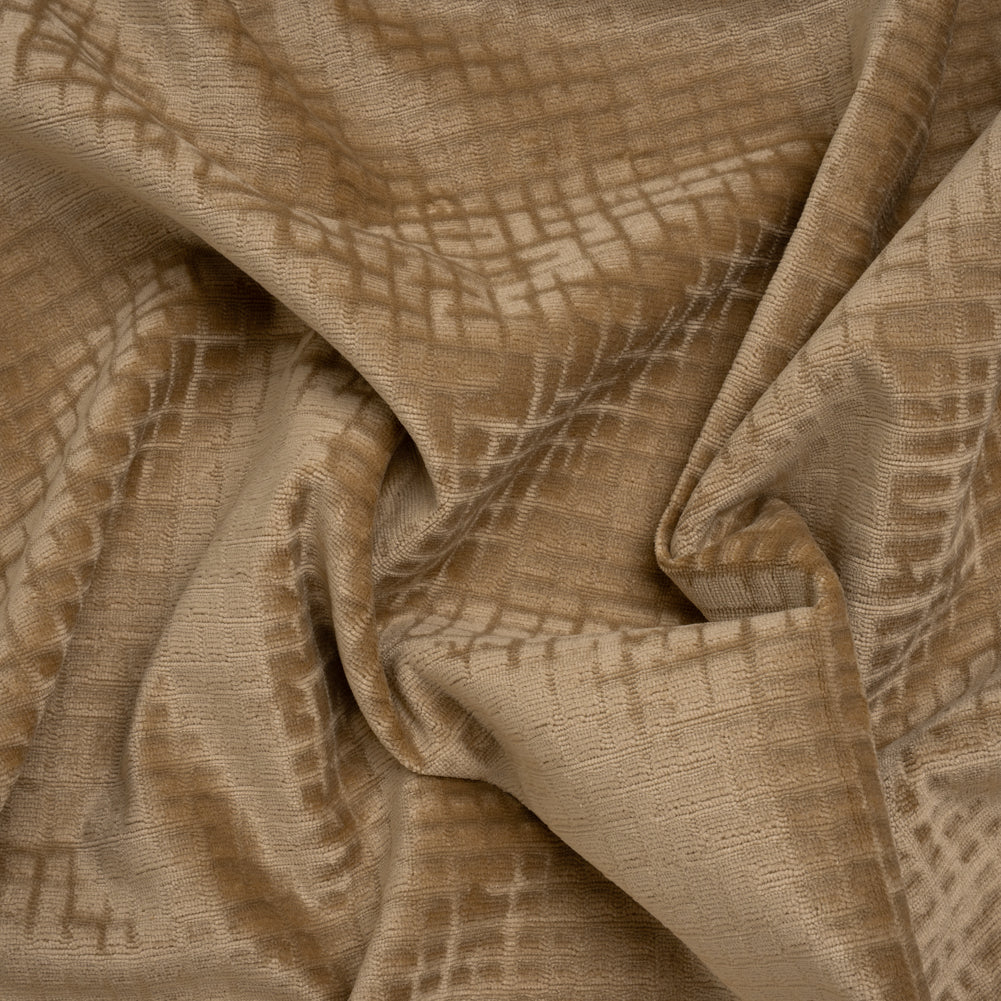 Polyester Upholstery Chenille - Fawn Grid Texture - Carolina Collection Polyester Upholstery Chenille - Fawn Grid Texture - Carolina Collection