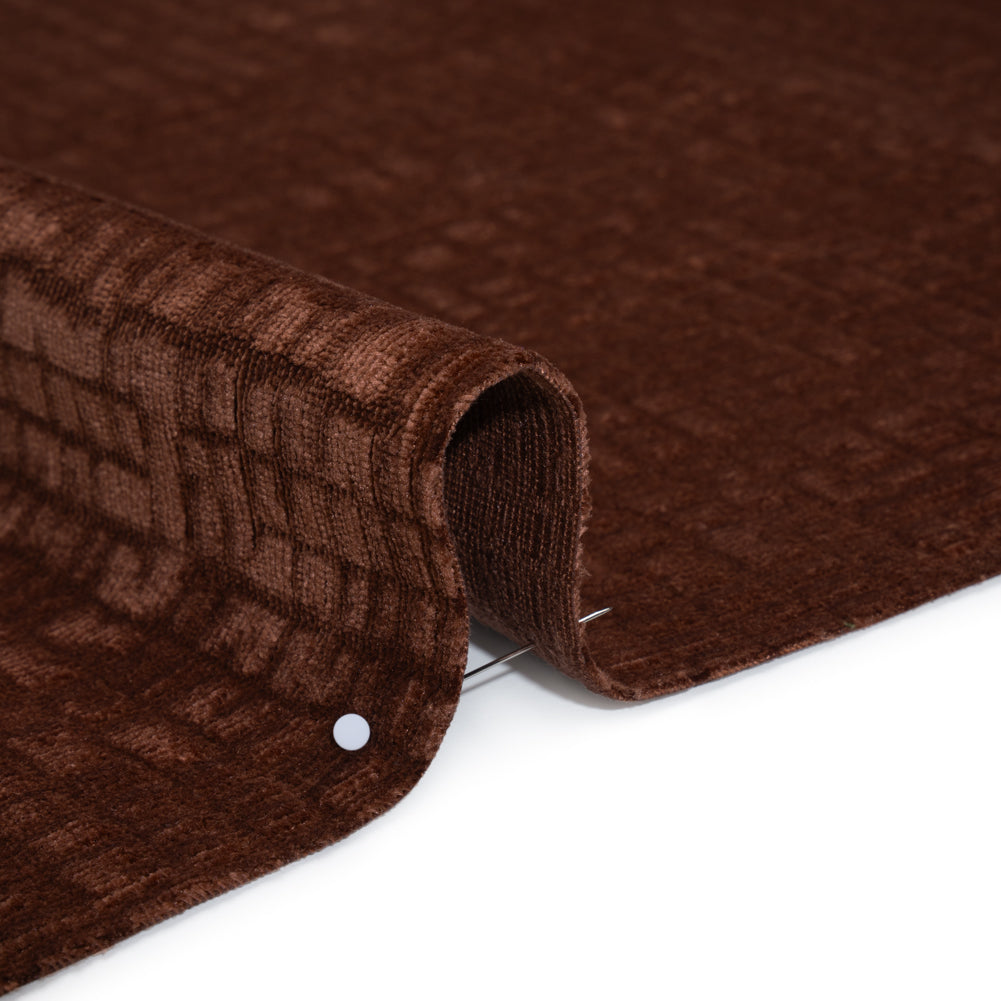 Polyester Upholstery Chenille - Mahogany Grid Texture - Carolina Collection Polyester Upholstery Chenille - Mahogany Grid Texture - Carolina Collection