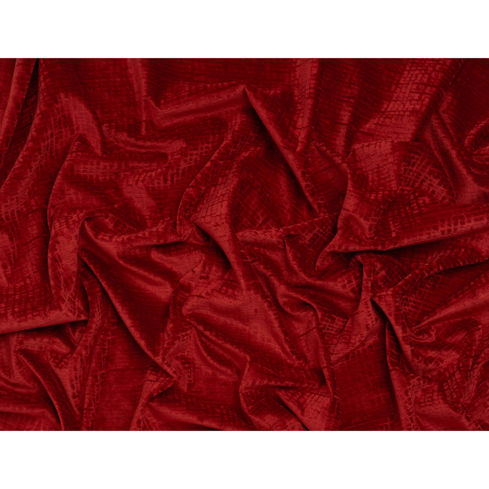 Polyester Upholstery Chenille - Scarlet Grid Texture - Carolina Collection Polyester Upholstery Chenille - Scarlet Grid Texture - Carolina Collection