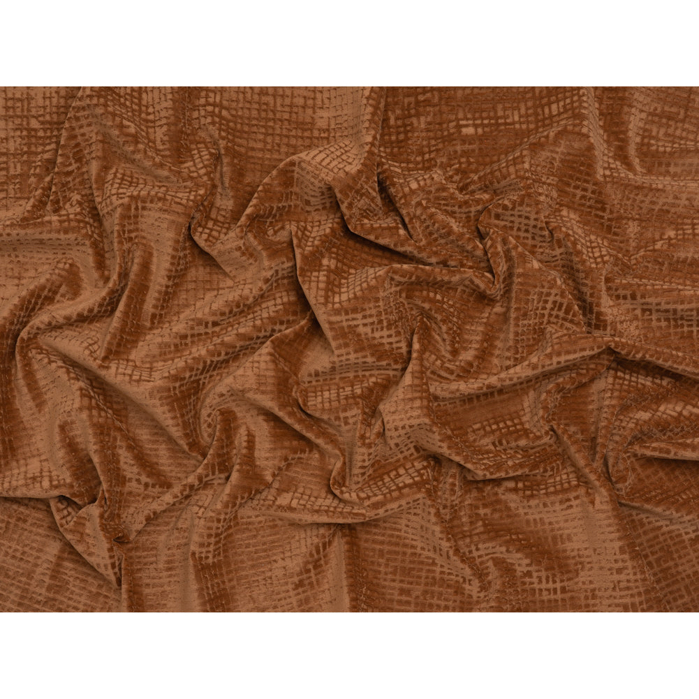 Polyester Upholstery Chenille - Terracotta Grid Texture - Carolina Collection Polyester Upholstery Chenille - Terracotta Grid Texture - Carolina Collection