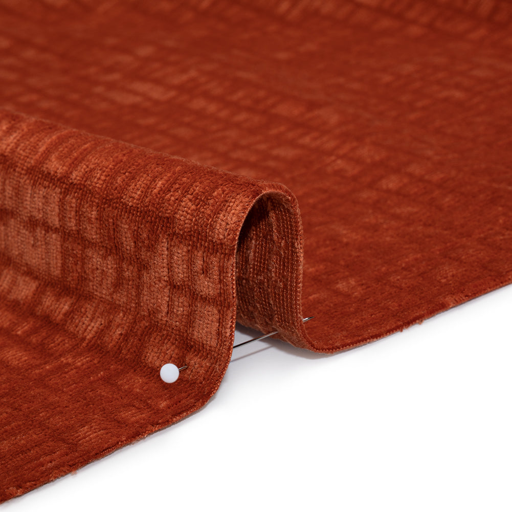 Polyester Upholstery Chenille - Winter Coral Grid Texture - Carolina Collection Polyester Upholstery Chenille - Winter Coral Grid Texture - Carolina Collection
